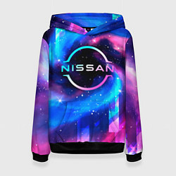 Толстовка-худи женская Nissan неоновый космос, цвет: 3D-черный