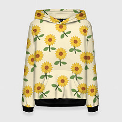Женская толстовка Подсолнух с листьями