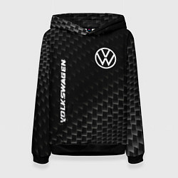 Толстовка-худи женская Volkswagen карбоновый фон, цвет: 3D-черный