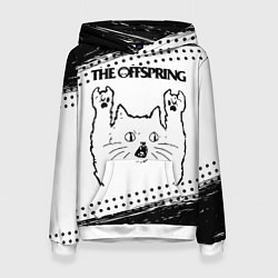 Толстовка-худи женская The Offspring рок кот на светлом фоне, цвет: 3D-белый