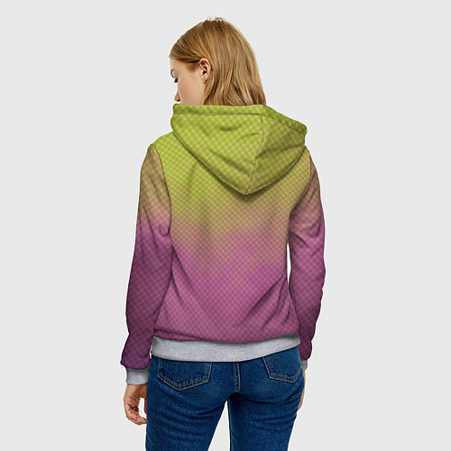 Женская толстовка Салатово-розовый дым - Хуф и Ся / 3D-Меланж – фото 4