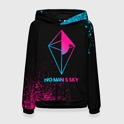 Толстовка-худи женская No Mans Sky - neon gradient, цвет: 3D-черный