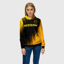 Толстовка-худи женская Nissan - gold gradient: символ сверху, цвет: 3D-черный — фото 2