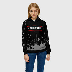 Толстовка-худи женская Продюсер - в рамке красного цвета, цвет: 3D-черный — фото 2