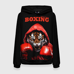 Толстовка-худи женская Boxing tiger, цвет: 3D-черный