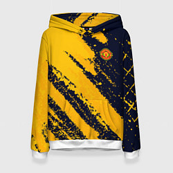 Толстовка-худи женская ФК Манчестер Юнайтед эмблема, цвет: 3D-белый