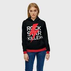 Толстовка-худи женская Rock Star Killer, цвет: 3D-красный — фото 2