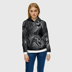 Толстовка-худи женская Черепа коней - эскиз, цвет: 3D-белый — фото 2