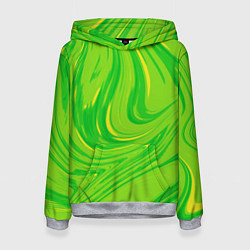 Толстовка-худи женская Насыщенный зеленый абстракция, цвет: 3D-меланж
