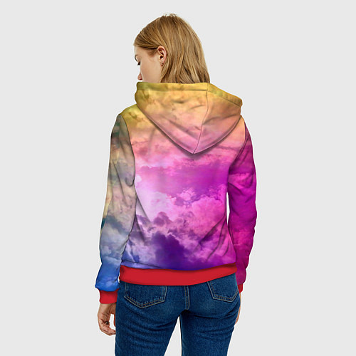 Женская толстовка Разноцветное небо / 3D-Красный – фото 4