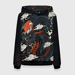 Толстовка-худи женская Дракон в японском стиле, цвет: 3D-черный