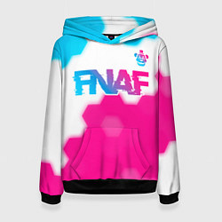 Толстовка-худи женская FNAF neon gradient style: символ сверху, цвет: 3D-черный