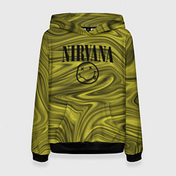 Толстовка-худи женская Nirvana лого абстракция, цвет: 3D-черный