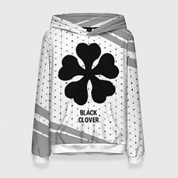 Толстовка-худи женская Black Clover glitch на светлом фоне, цвет: 3D-белый