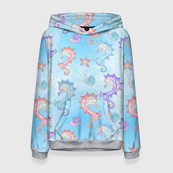 Женская толстовка Морские коньки - паттерн