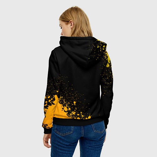 Женская толстовка Lindemann - gold gradient: надпись, символ / 3D-Черный – фото 4