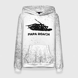 Толстовка-худи женская Papa Roach с потертостями на светлом фоне, цвет: 3D-белый