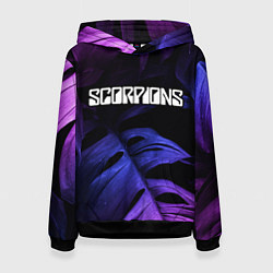 Толстовка-худи женская Scorpions neon monstera, цвет: 3D-черный