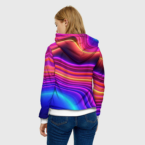 Женская толстовка Яркие неоновые волны / 3D-Белый – фото 4