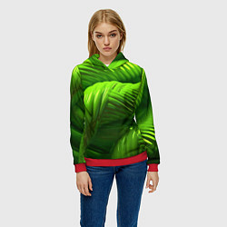 Толстовка-худи женская Объемный зеленый канат, цвет: 3D-красный — фото 2