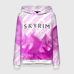 Толстовка-худи женская Skyrim pro gaming: символ сверху, цвет: 3D-белый