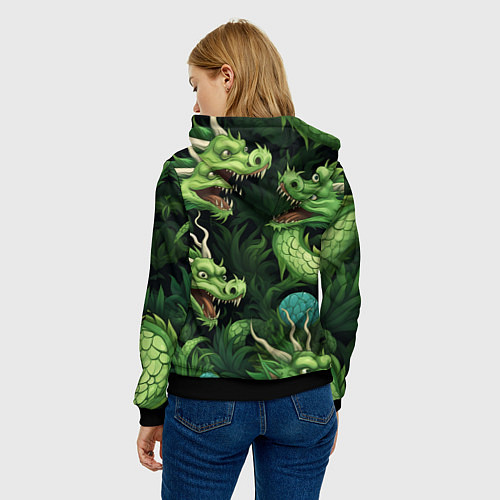 Женская толстовка Восточные драконы: арт нейросети / 3D-Черный – фото 4