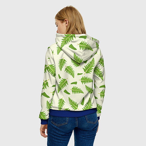 Женская толстовка Лесной зеленый папоротник / 3D-Синий – фото 4