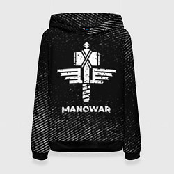 Женская толстовка Manowar с потертостями на темном фоне