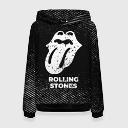 Женская толстовка Rolling Stones с потертостями на темном фоне