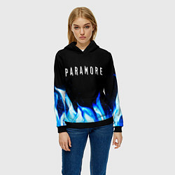 Толстовка-худи женская Paramore blue fire, цвет: 3D-черный — фото 2