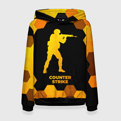 Толстовка-худи женская Counter Strike - gold gradient, цвет: 3D-черный