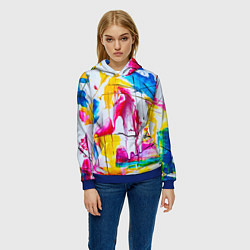 Толстовка-худи женская Красочный принт, цвет: 3D-синий — фото 2