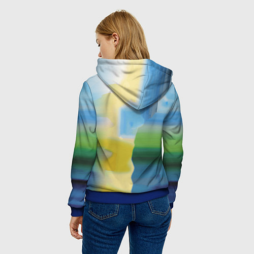 Женская толстовка Cat fashionista - neural network - pop art / 3D-Синий – фото 4