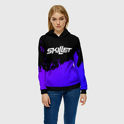 Толстовка-худи женская Skillet purple grunge, цвет: 3D-черный — фото 2