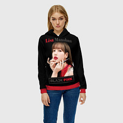 Толстовка-худи женская Blackpink Lisa paints lips, цвет: 3D-красный — фото 2