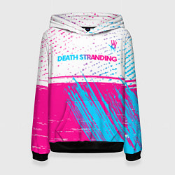 Женская толстовка Death Stranding neon gradient style: символ сверху