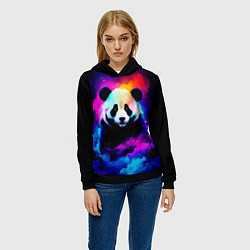 Толстовка-худи женская Панда и краски, цвет: 3D-черный — фото 2