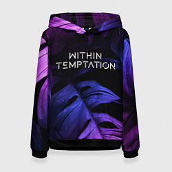 Толстовка-худи женская Within Temptation neon monstera, цвет: 3D-черный