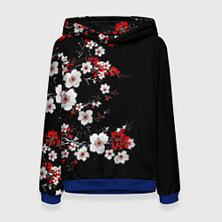 Женская толстовка Белая и красная сакура - цветение