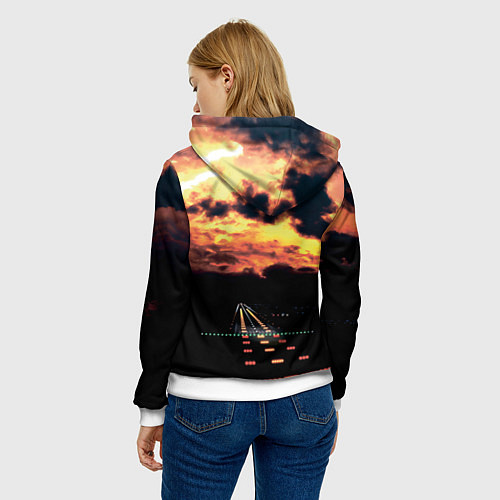 Женская толстовка Боинг 737 Суровый закат / 3D-Белый – фото 4