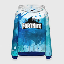 Толстовка-худи женская Fortnite Logo Paint, цвет: 3D-синий