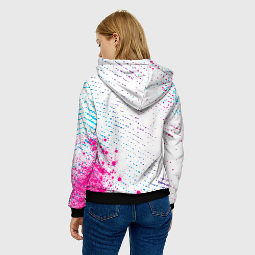 Женская толстовка Placebo neon gradient style: надпись, символ / 3D-Черный – фото 4