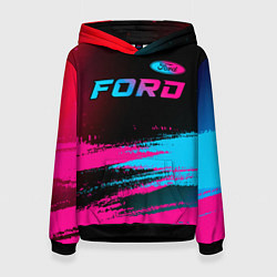 Женская толстовка Ford - neon gradient: символ сверху