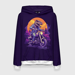 Женская толстовка Динозавр на мотоцикле