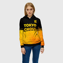 Толстовка-худи женская Tokyo Ghoul - gold gradient: символ сверху, цвет: 3D-черный — фото 2