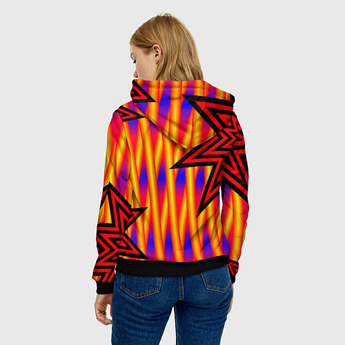 Женская толстовка Ассиметричный с многолучевыми звездами / 3D-Черный – фото 4