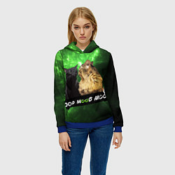Толстовка-худи женская Mood - коты из ТикТок, цвет: 3D-синий — фото 2