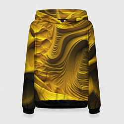 Толстовка-худи женская Объемная желтая текстура, цвет: 3D-черный