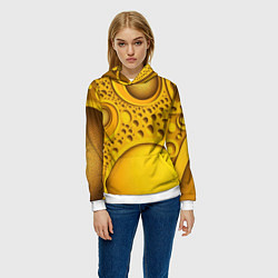 Толстовка-худи женская Желтая объемная текстура, цвет: 3D-белый — фото 2