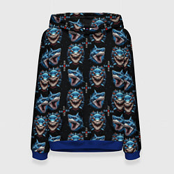 Толстовка-худи женская Shark - pattern, цвет: 3D-синий
